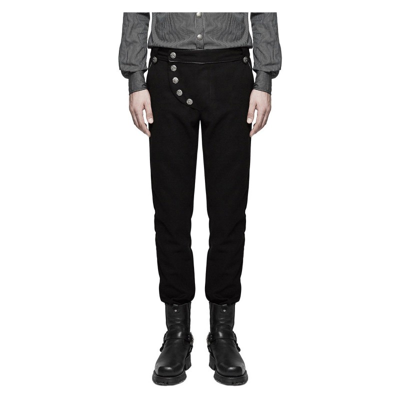 Mens Steampunk Military Pants Black Gothic VTG Army Uniform Trousers Pant 